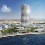 Recreación de la torre proyectada en el Puerto de Málaga