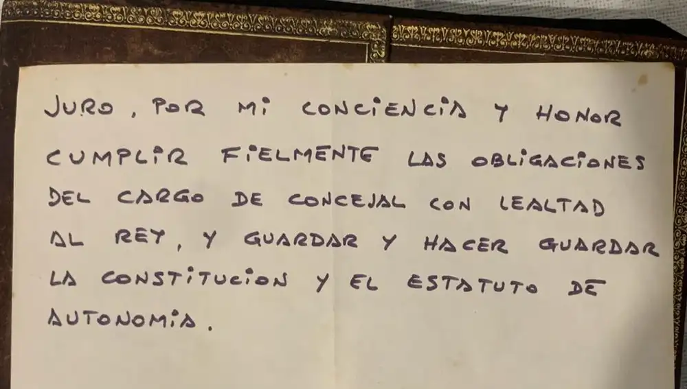 El manuscrito de Jesús Mari Pedrosa, concejal del PP asesinado por ETA en el 2000 en Durango que Carlos García ha llevado al Pleno
