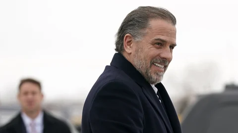Hunter Biden, son of President Joe Biden, boards Air Force One with the president, Saturday, Feb. 4, 2023, at Hancock Field Air National Guard Base in Syracuse, N.Y.