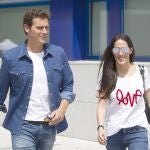 Albert Rivera and Malu are seen leaving the Mostoles Hospital on July 12, 2019 in Mostoles, Spain. 