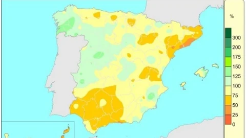 La falta de lluvias acumulada en el año hidrológico en España se reduce un punto esta semana, hasta el 15%