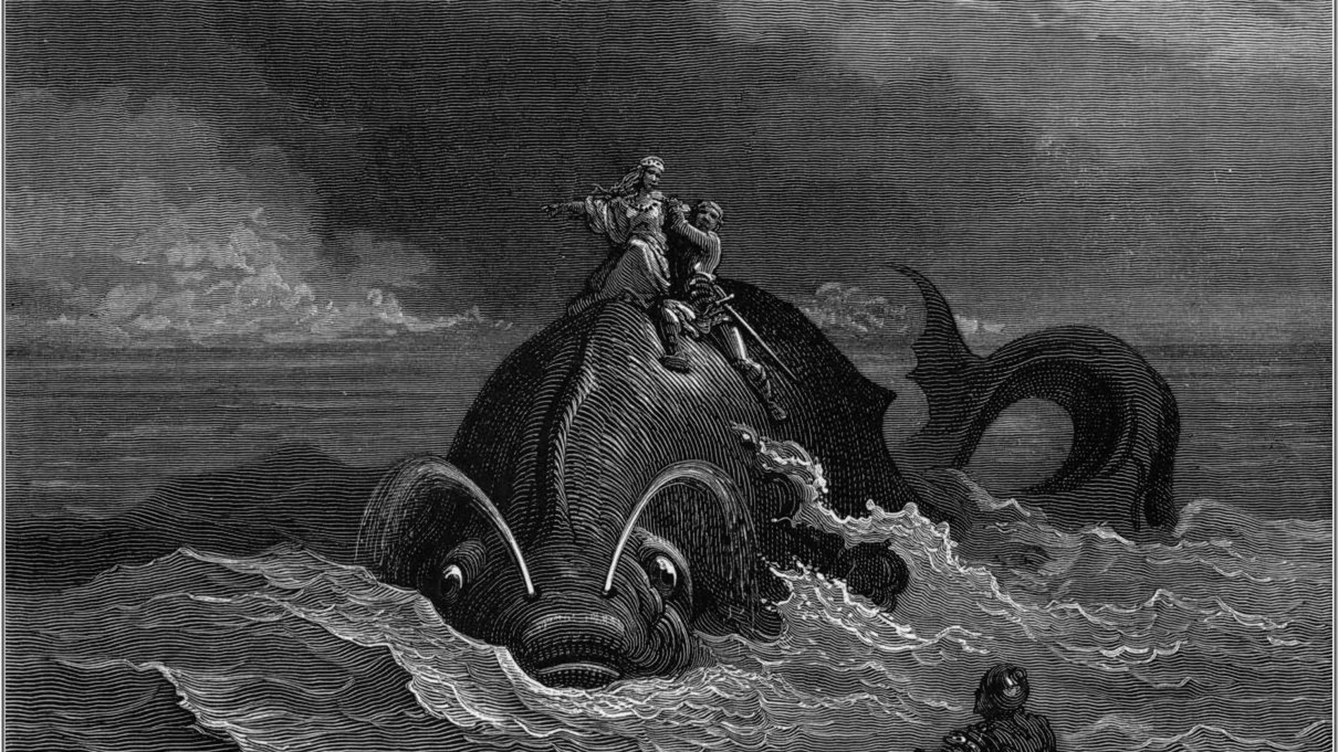 Ilustración de un monstruo marino por Gustave Doré