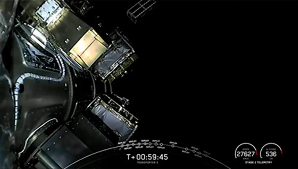 Captura del Falcon 9 durante la misión en la que desplegó el GEI-SAT.