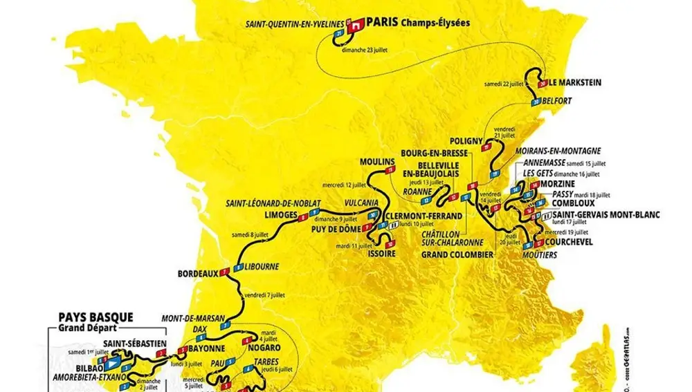 Mapa del Tour de Francia 2023