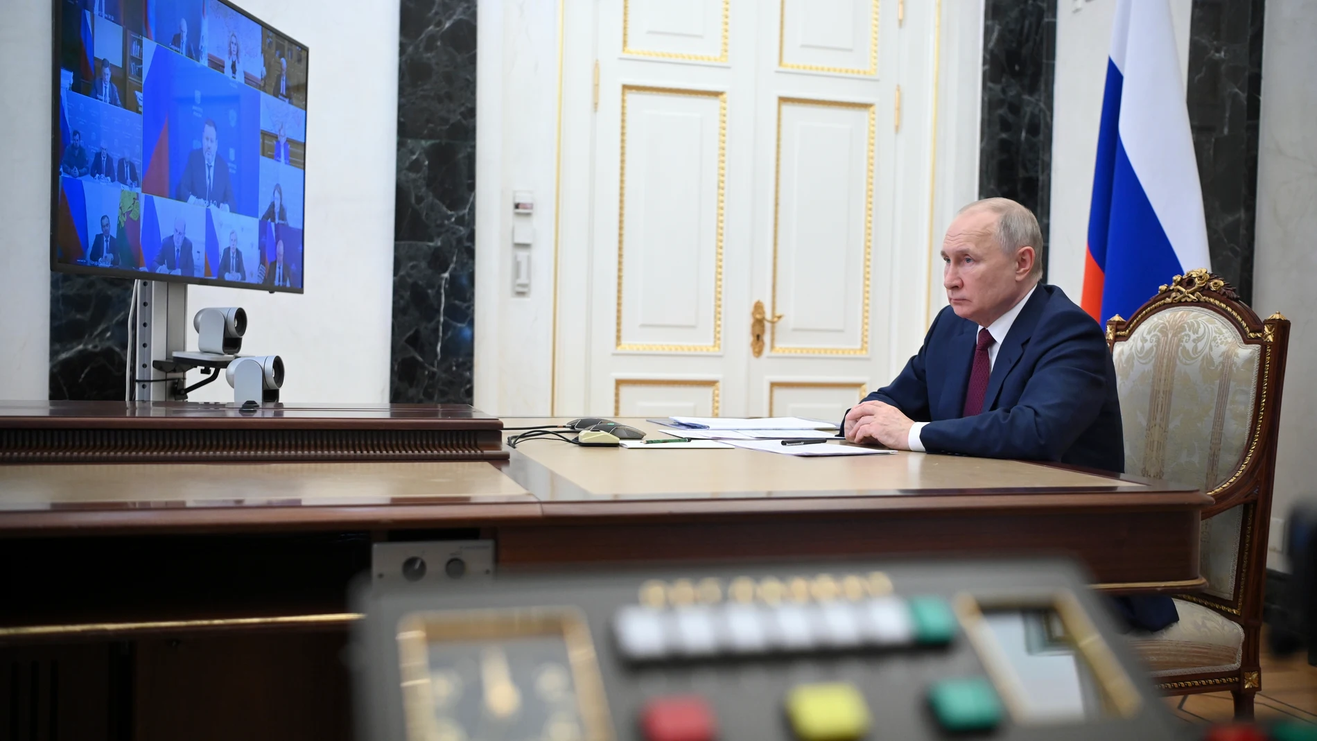 El presidente ruso, Vladimir Putin, en la videoconferencia con otros líderes asiáticos
