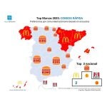 Mapa de las marcas favoritas de comida rápida en España 2023