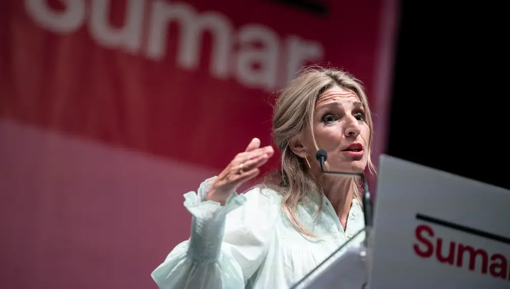 Yolanda Díaz participa en un acto de campaña en Zaragoza