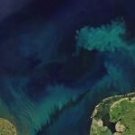 Imagen del océano realizada por la NASA y Joshua Stevens utilizando datos Landsat del U.S. Geological Survey y datos MODIS de LANCE