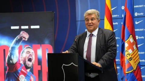 Joan Laporta, en la presentación de Iñigo Martínez