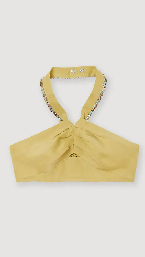 top corto strass 67 Cropped top with rhinestones