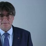 Carles Puigdemont en su intervención telemática en el mitin de Junts