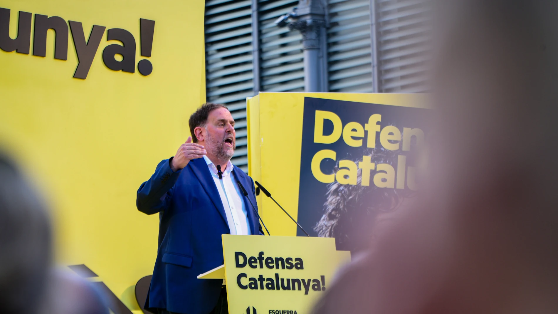 El líder de ERC, Oriol Junqueras, en un mitin de campaña