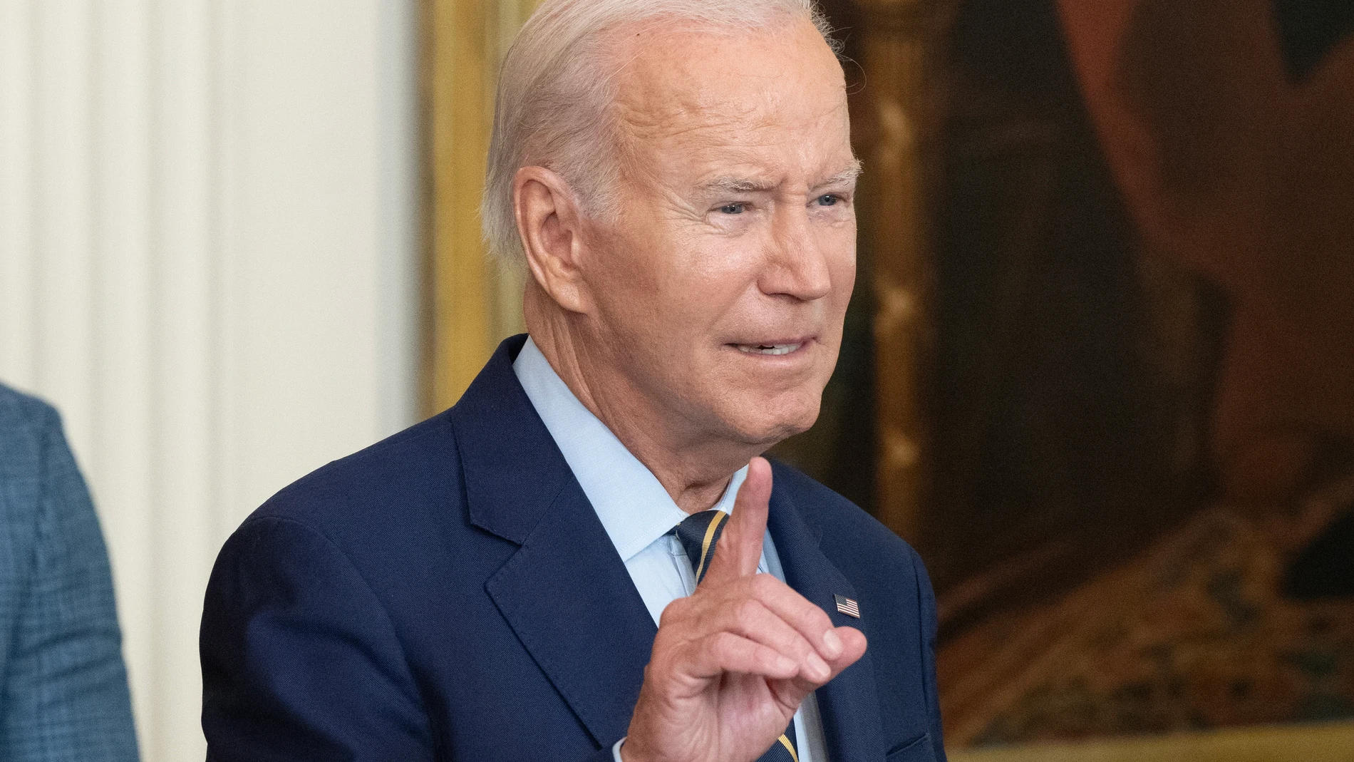 Washington (United States), 07/08/2023.- US President Joe Biden delivers remarks welcoming the 2022 World Series champions Houston Astros during a ceremony in the East Room of the White House in Washington, DC, USA, 07 August 2023. EFE/EPA/MICHAEL REYNOLDS