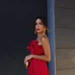 Rocío Osorno con el vestido rojo de Zara para Navidad. 