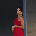 Rocío Osorno con el vestido rojo de Zara para Navidad. 