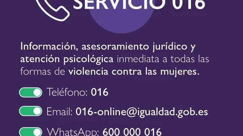 El número de llamadas al teléfono 016 contra la violencia de género baja en junio un 3,9%, con 9.027