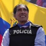 Con un chaleco antibalas, el aspirante presidencial Yaku Pérez, de la Alianza Claro Que Se Puede