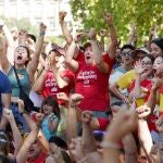 Explosión de alegría en la Fan Zone de Valladolid por el Mundial de fútbol femenino