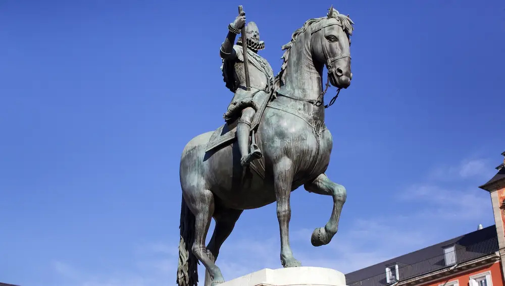 Estatua ecuestre de Felipe III en la Plaza Mayor de Madrid