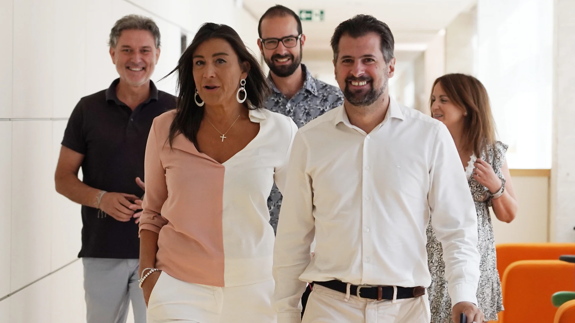 El secretario general del PSOE de Castilla y León, Luis Tudanca, junto a parte de su equipo, analiza el inicio del curso político