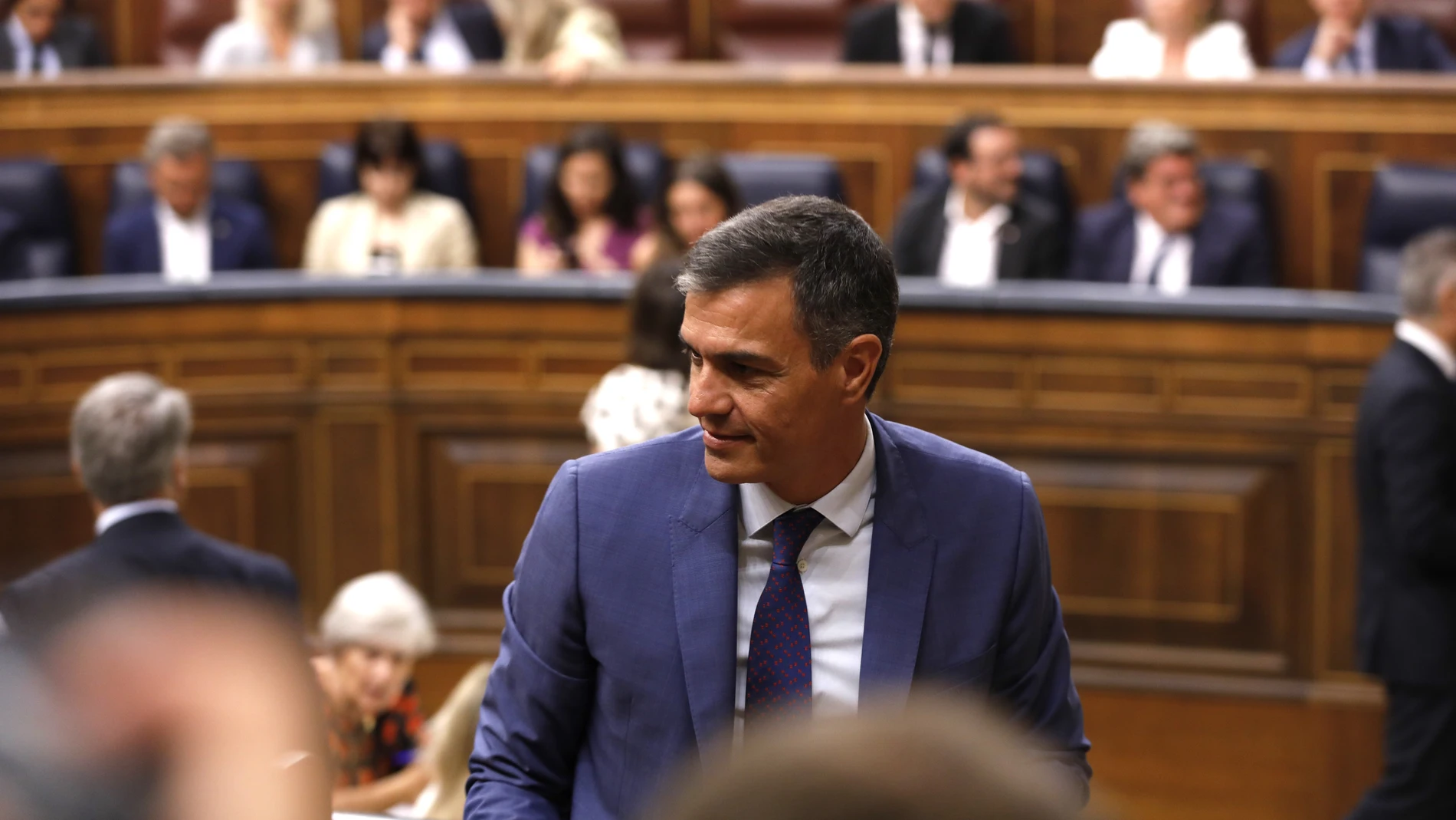 El presidente del Gobierno en funciones, Pedro Sánchez, en el Congreso durante la votación de la Presidencia de la Cámara