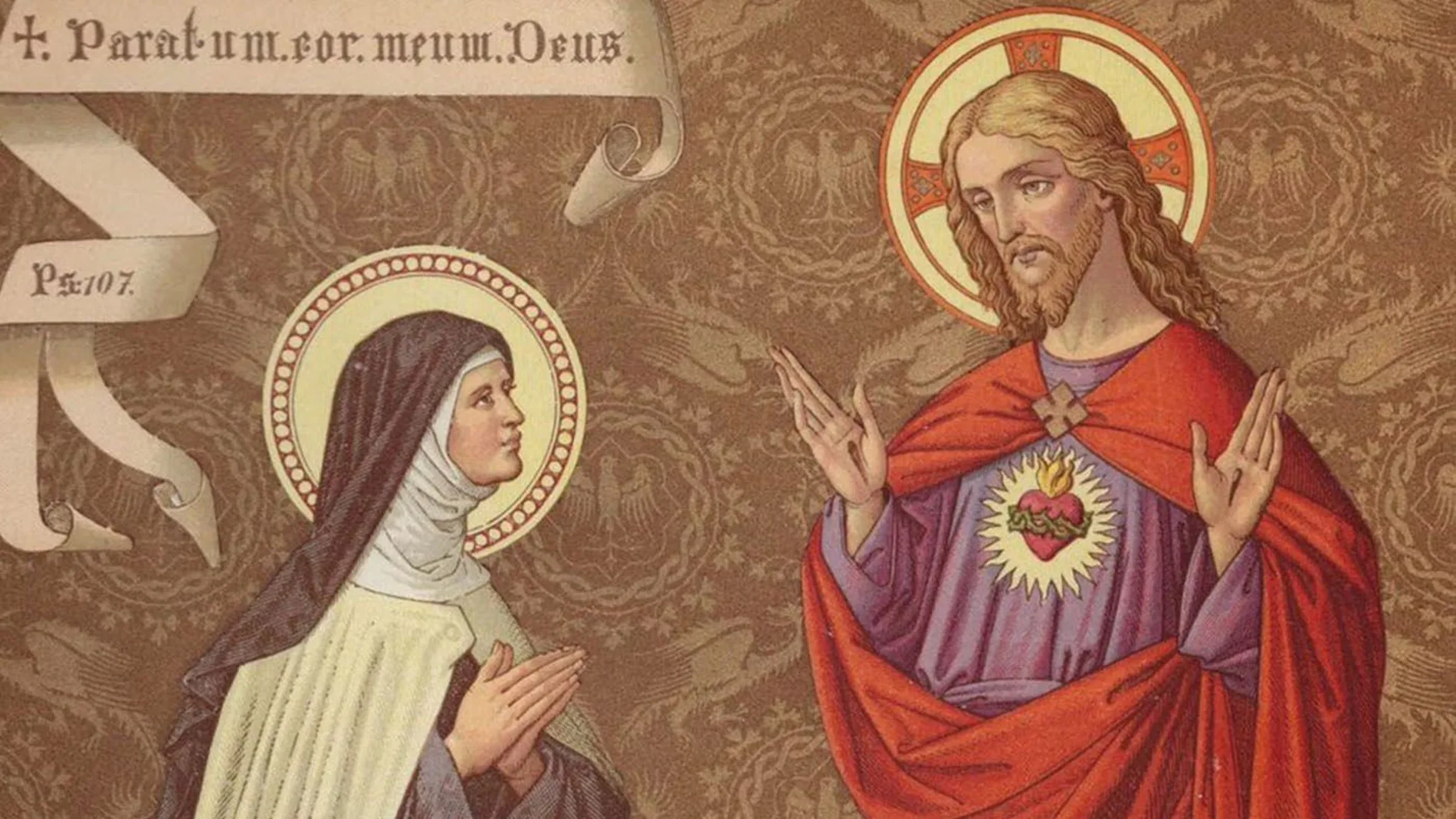 Aparición del Corazón de Cristo a Santa Margarita María de Alacoque.