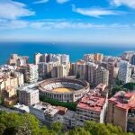 Vista panorámica de la ciudad de Málaga, Andalucía.