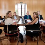 La ministra de Transportes, Raquel Sánchez, durante la reunión con los empresarios
