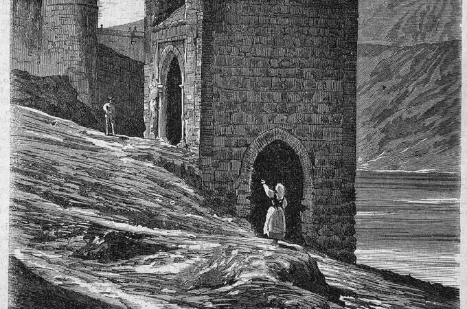 Dibujo del torreón del Baño de la Cava (Toledo) publicado en la revista "El Museo Universal"