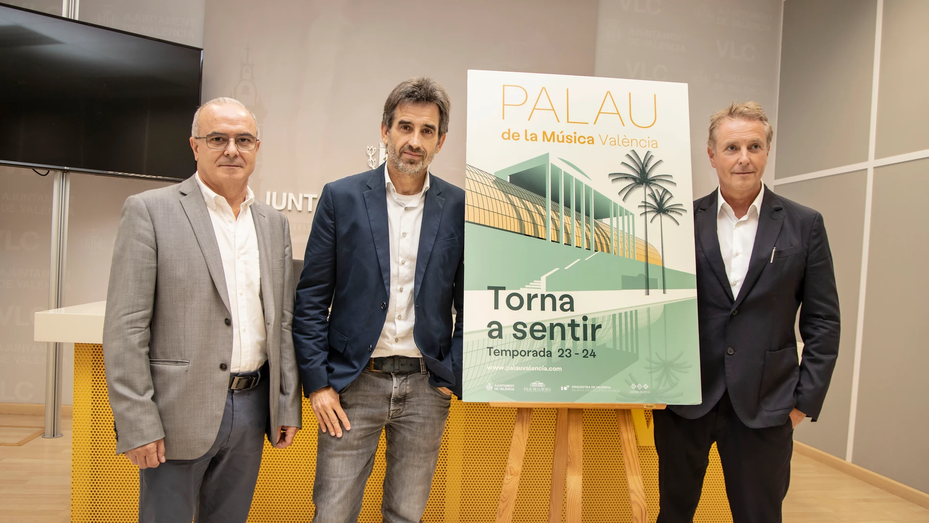Moreno, Llimera y Liebreich, durante la presentación de la nueva temporada del Palau de la Música