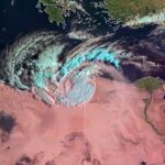 Imagen del huracán mediterráneo más reciente, en el norte de África