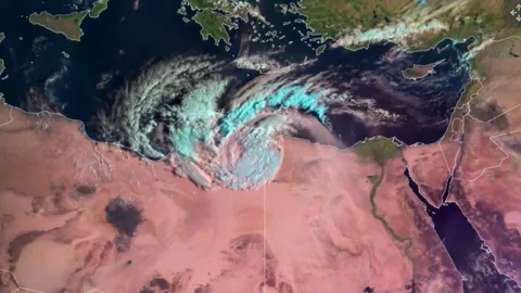 Imagen del huracán mediterráneo más reciente, en el norte de África