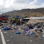 Sucesos.- Fallece una mujer de 43 años tras volcar el camión que conducía en Alhama de Murcia