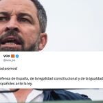 Vox en su cuenta de X: "¡Allí estaremos! En defensa de España, de la legalidad constitucional y de la igualdad de los españoles ante la ley""