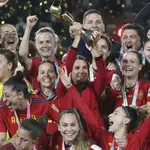 Las jugadoras españolas celebran el Mundial en Sídney