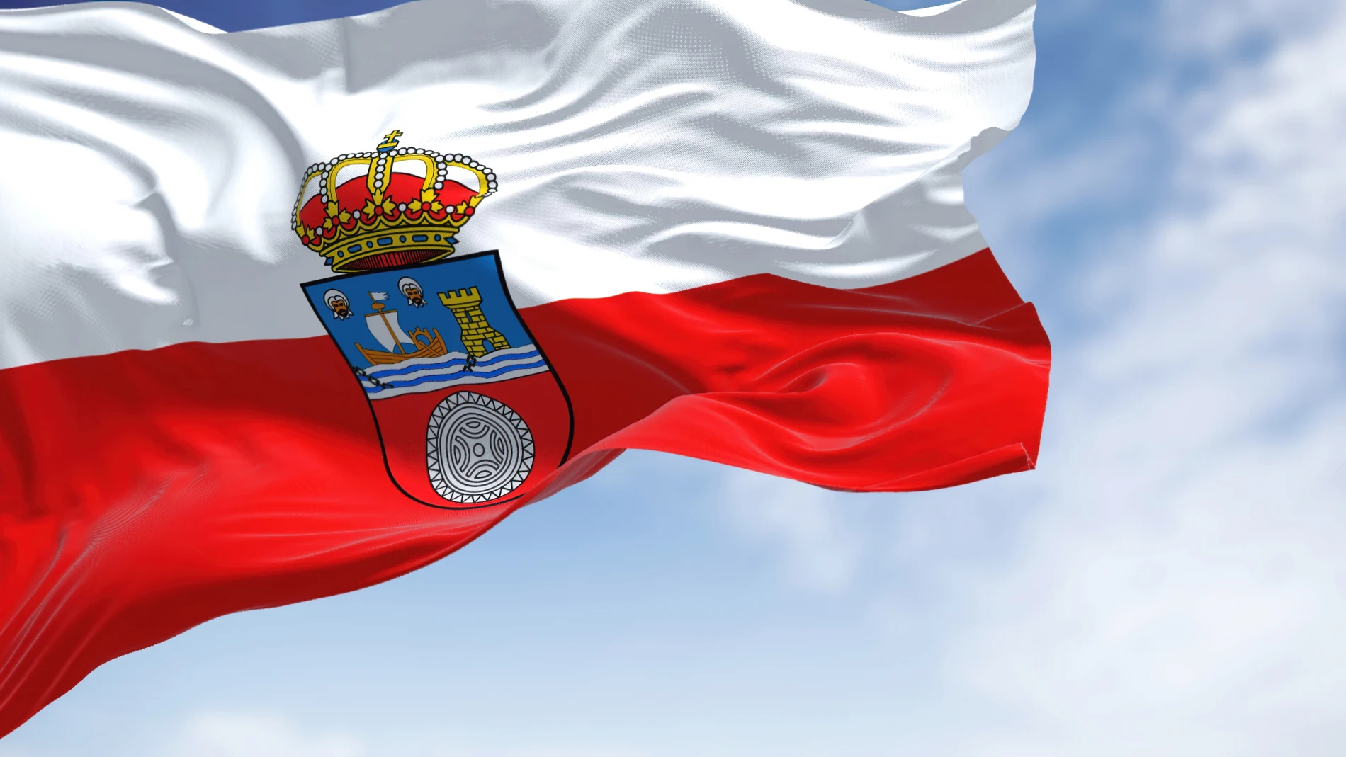 La bandera de Cantabria ondeando al viento.