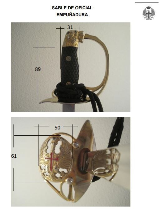 Especificaciones técnicas de la empuñadura del sable