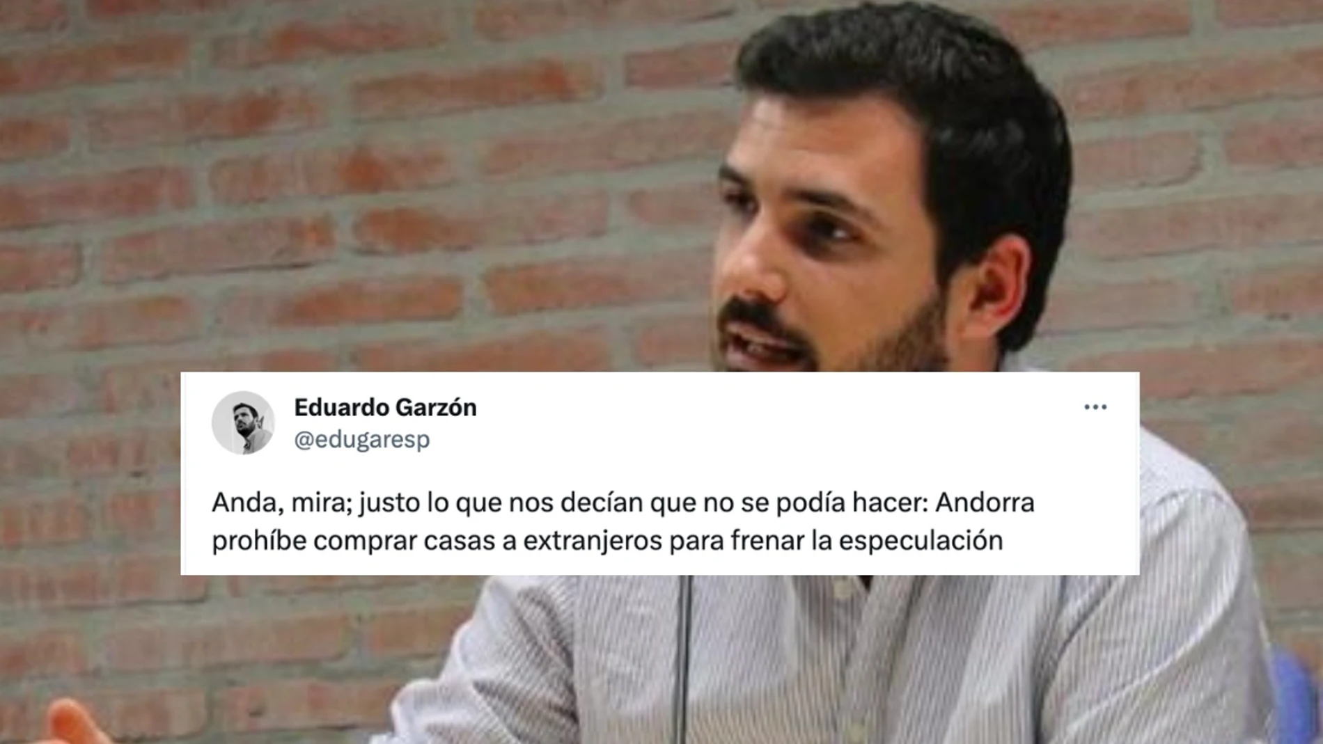 Eduardo Garzón a favor de que Andorra prohíba comprar casas a extranjeros