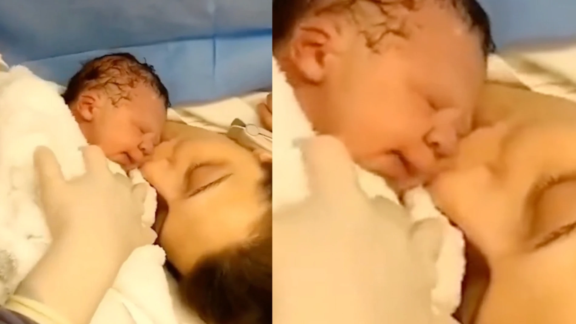 El primer beso de una madre a su hijo recién nacido