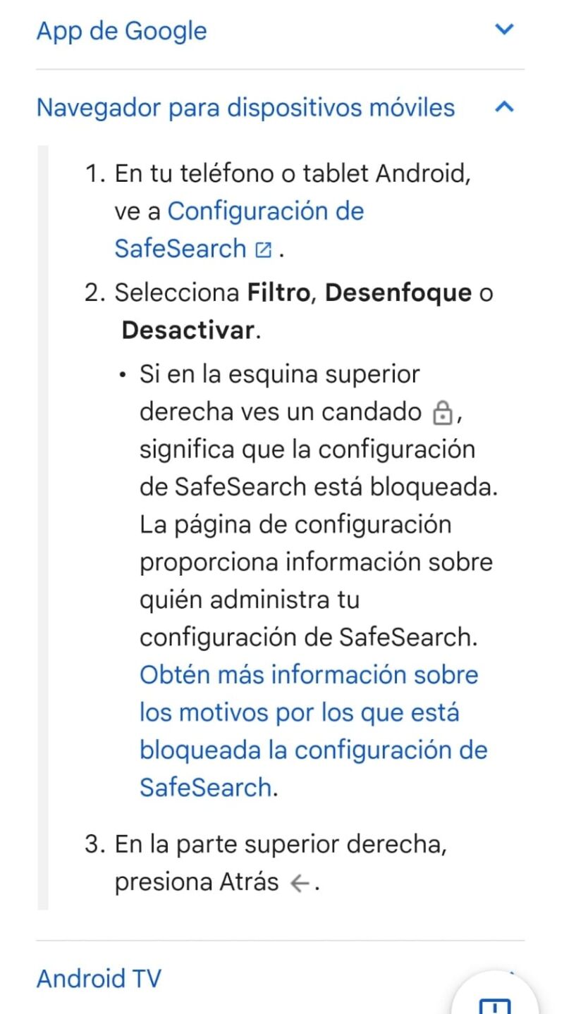 Acceso a SafeSearch