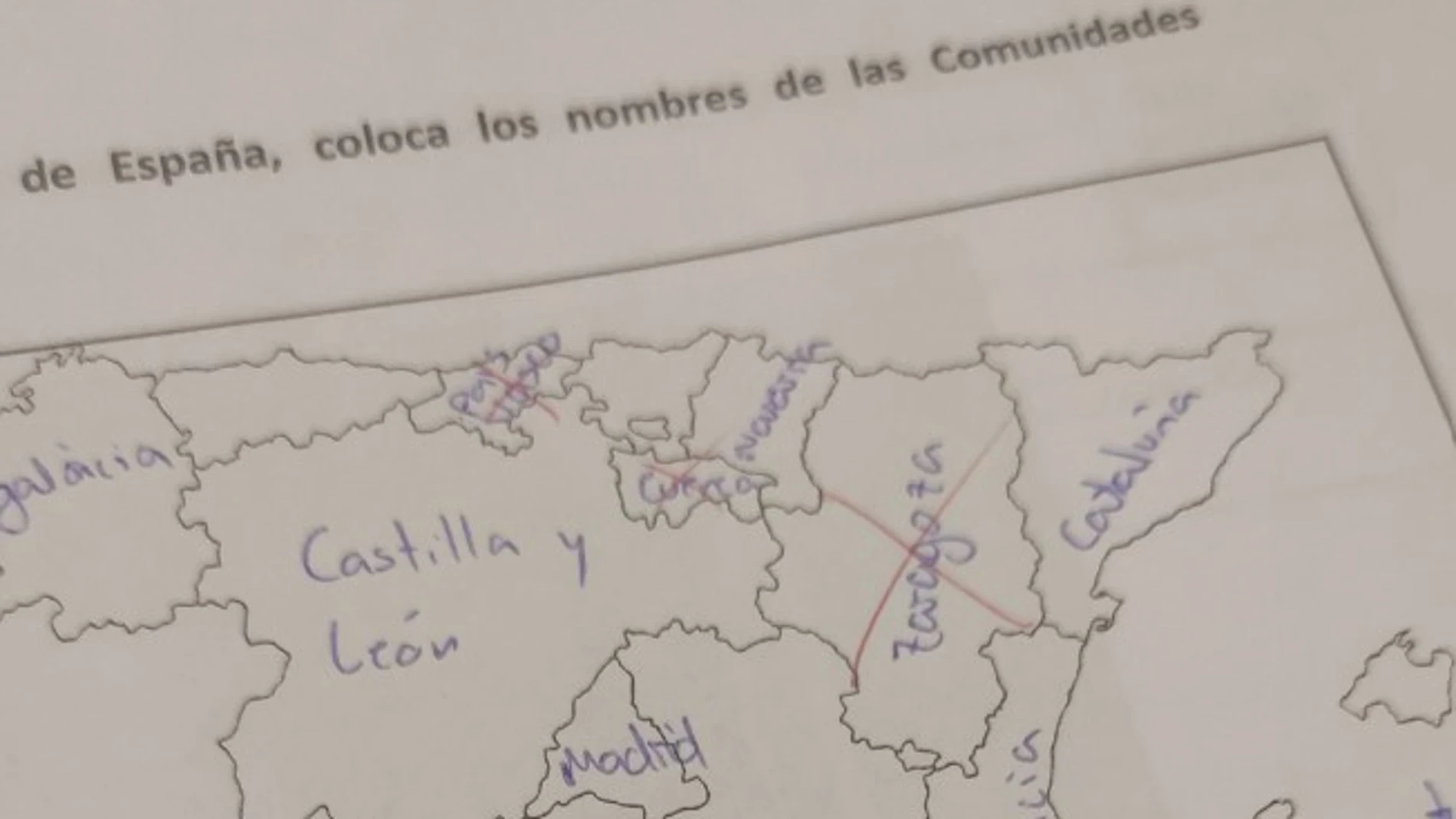 El examen de geografía de un alumno de 3º de la ESO viral por cómo nombra a Castilla de la Mancha en un 