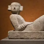 MEXICO CITY,MEXICO - DECEMBER 27,2016 : Pre-Columbian mesoamerican stone statue known as Chac Mool at the National Anthropology Museum in Mexico City