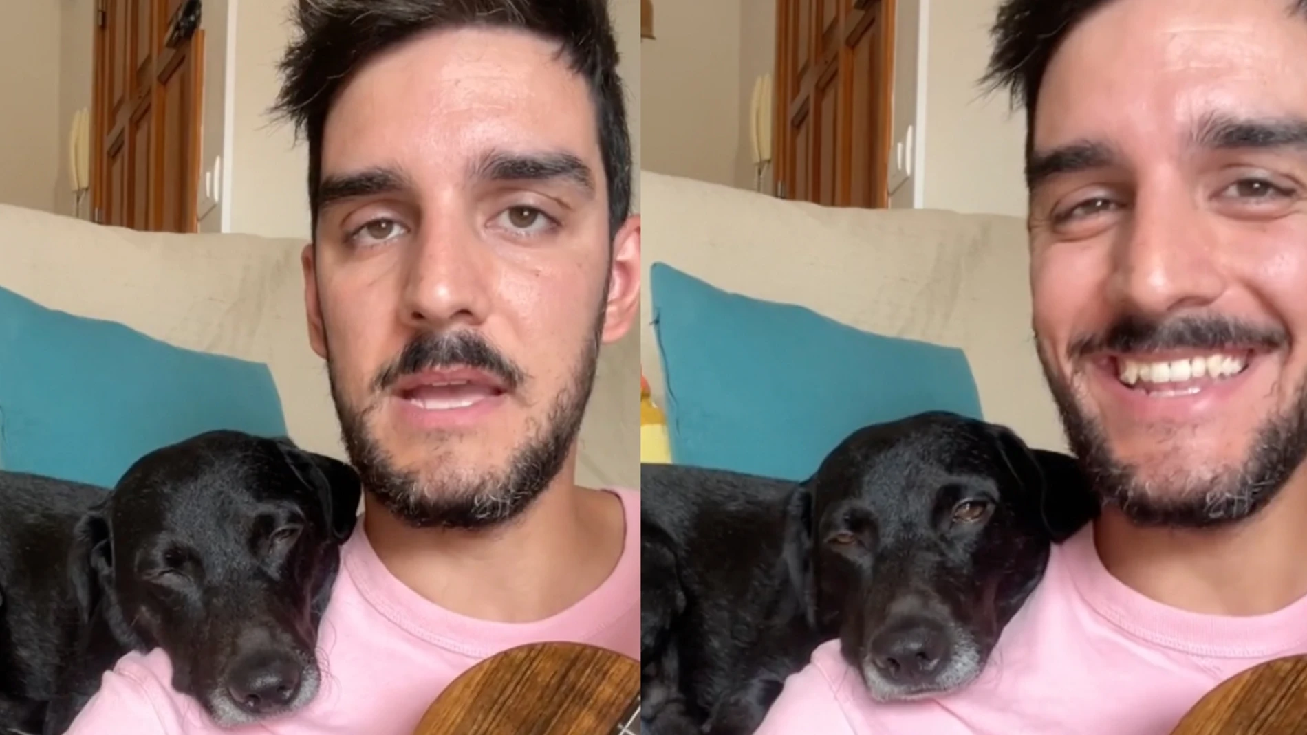 Un usuario junto a su perro en un vídeo de TikTok