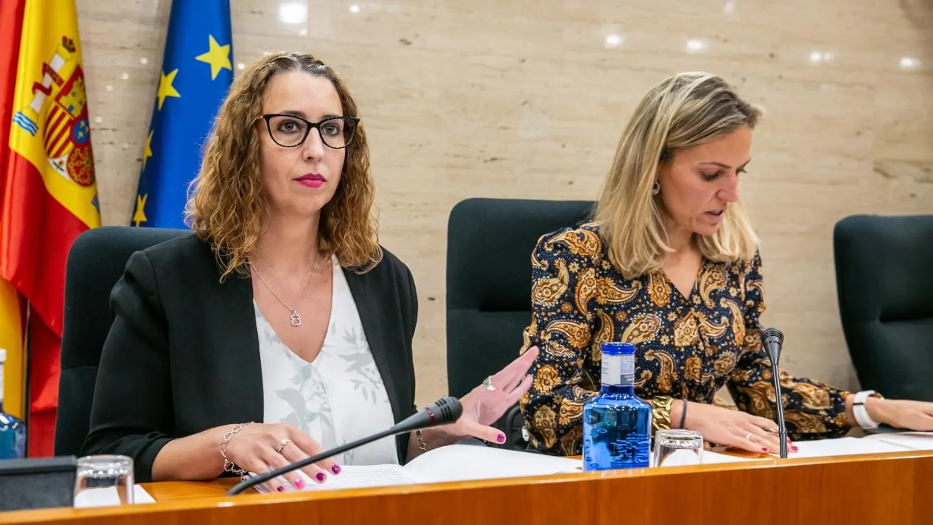 La consejera de Igualdad, Sara Simón, durante su comparecencia en la Comisión de Igualdad de las Cortes de Castilla-La Mancha