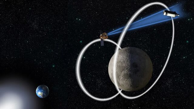 Representación artística de una posible base nuclear en el espacio