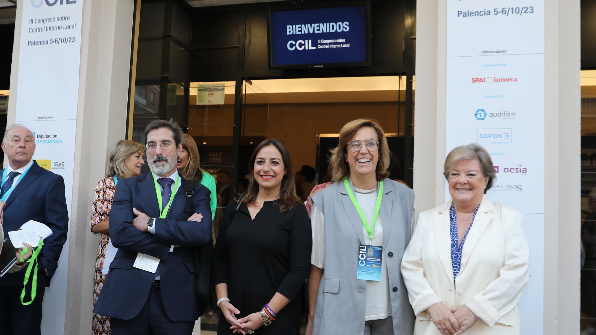 La presidenta de la Diputación, Ángeles Armisén, acompañada del interventor general de la Administración del Estado (IGAE), Pablo Arellano y de la alcaldesa Miriam Andrés, entre otros, inauguran el III Congreso Nacional sobre Control Interno Local