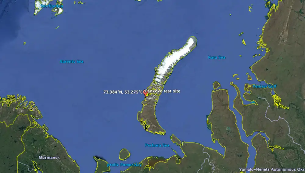 Enclave en el Ártico desde el que se habría lanzado el misil ruso