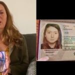 Madre de Shani Louk y el documento de identidad de su hija 