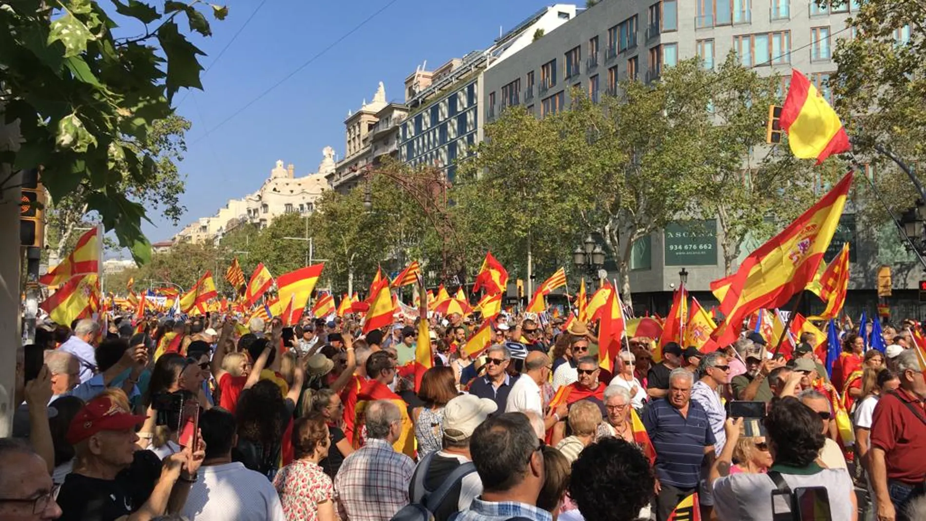 Imagen de la marcha constitucionalista por las calles de Barcelona