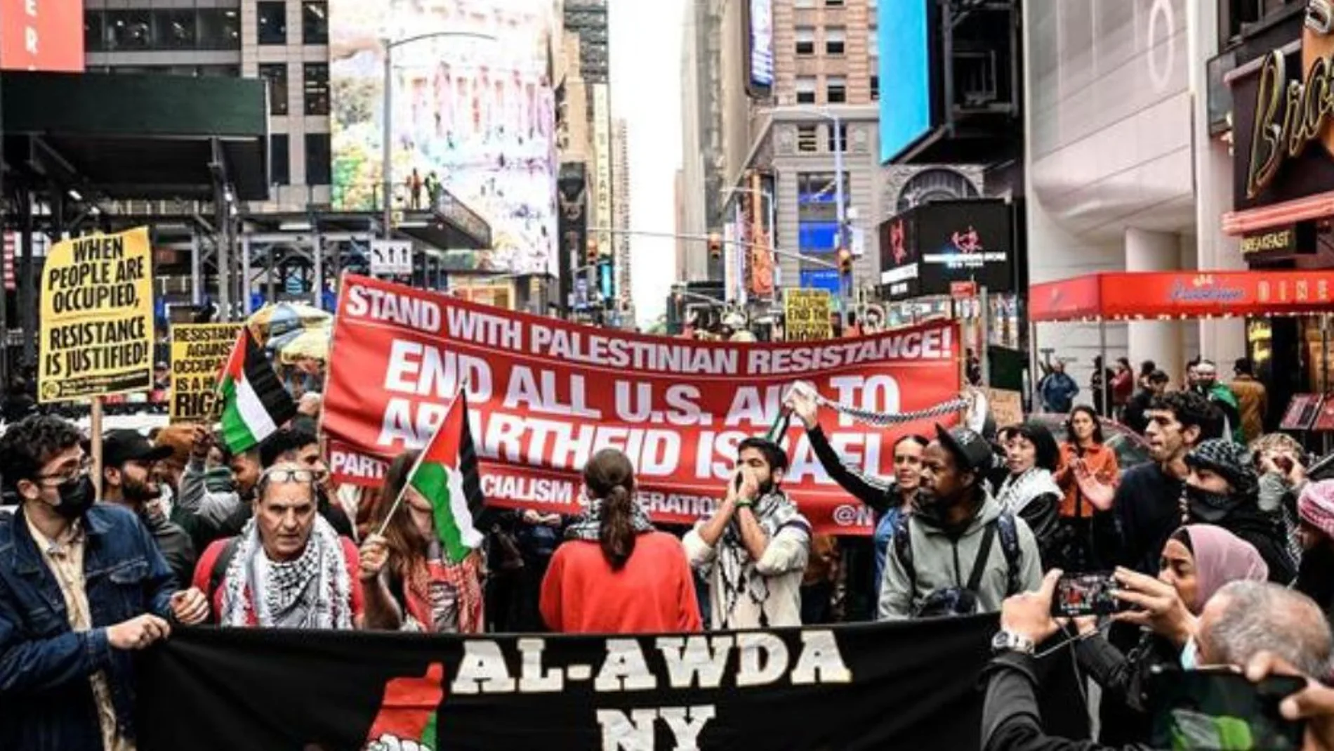Manifestaciones en Nueva York a favor de los ataques terroristas de Hamas 